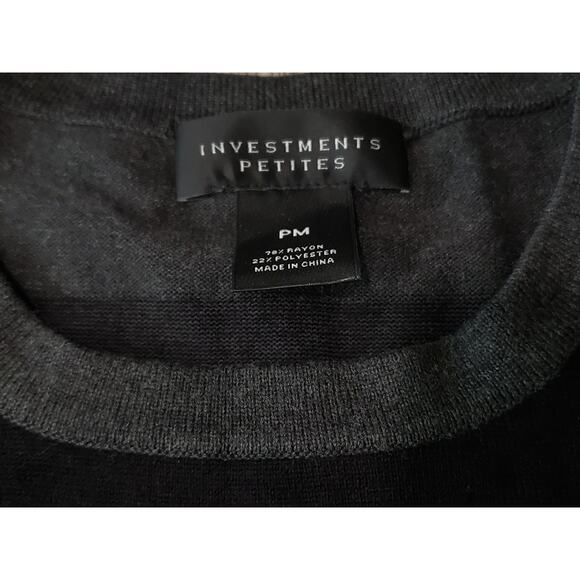 Investments Petites Striped Multi Color Long Sleeve Shirt Sweater Sleeve Buttons - Picture 3 of 7